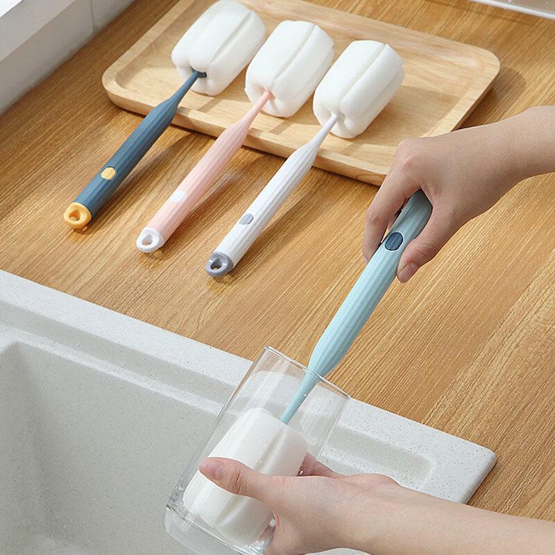 Manshou Long Handle Sponge Head Cup Cleaning Brush Set