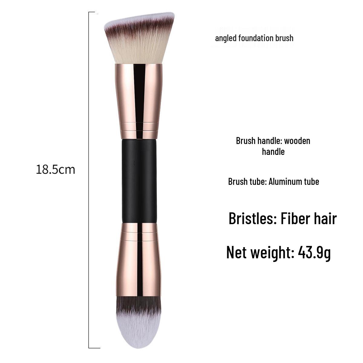 

Black & Gold Double-Ended Makeup Brush: Foundation, Blush, Contour & Loose Powder Brush