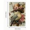 Vintage Metal Wall Art Bird in Hat Rusty Floral Decor 8x12 Inch Hanging Home