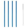 4 Straight Reusable Drinking Straws Metal Stainless Steel Eco-Friendly 10.5in, With 1 Cleaning Brush
