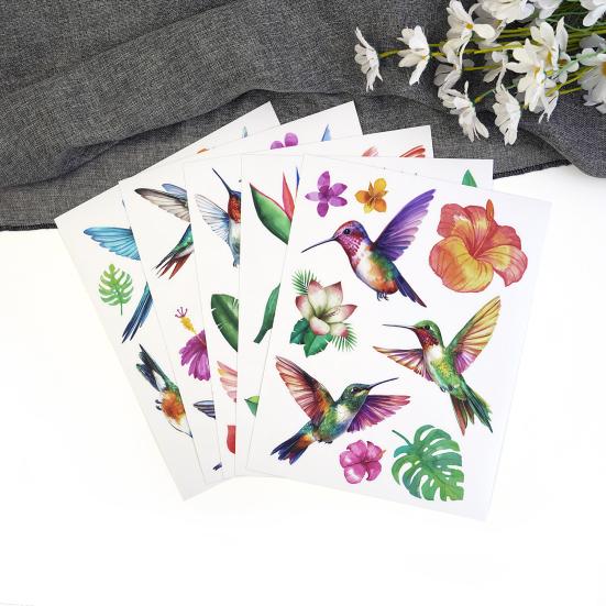 5Pcs Window Stickers Electrostatic-Adsorbed Flower and Bird Wall Home Decoration for