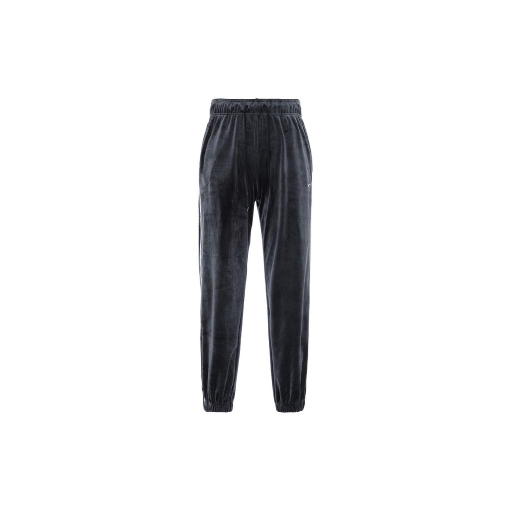 Nike Sportswear Collection Mid-Rise Velvet Stretch Casual Pants Women Bottoms Black Sail-White FZ3683-010