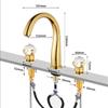 Brass Crystal Bathroom faucet widespread Gold Basin faucet Lavotory Tap luxury Basin Mixer Hot And Cold shower room sink Faucet
