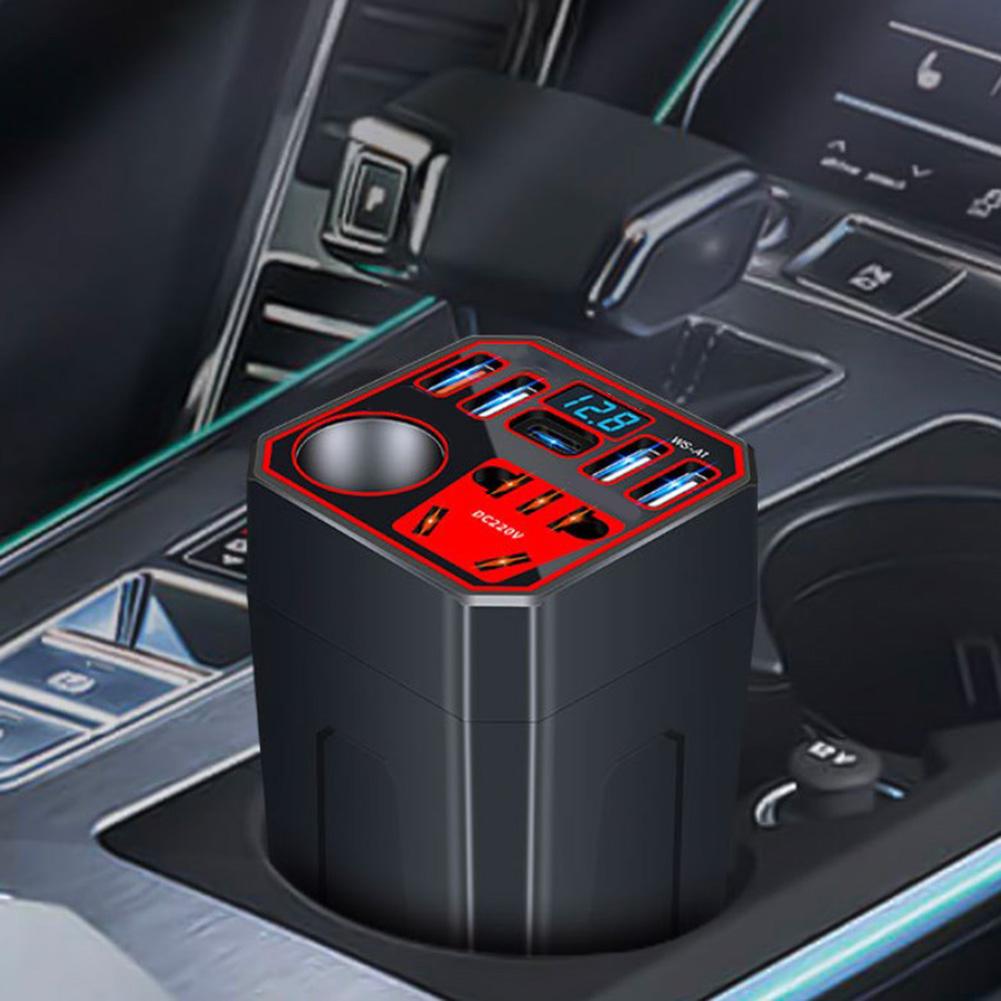 Ensures Absolute Safety Car Power Inverter 12V/24V Inverter Smart Display Updates USB 3.0 Charging Port ABS Material