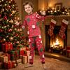 Family Matching Christmas Pajamas Set Long Sleeve Neck Print Loungewear for Parents and Kids