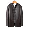 Genuine leather jacket for middle-aged men with stand-up collar and Chinese style new spring and autumn Tang suit sheepskin jacket casual dad jacket