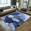 Area Rug Floor Carpet Mat Non-Slip Washable with Lifelike Seashell Print for Coastal Home Decoration In Stunning Blue White