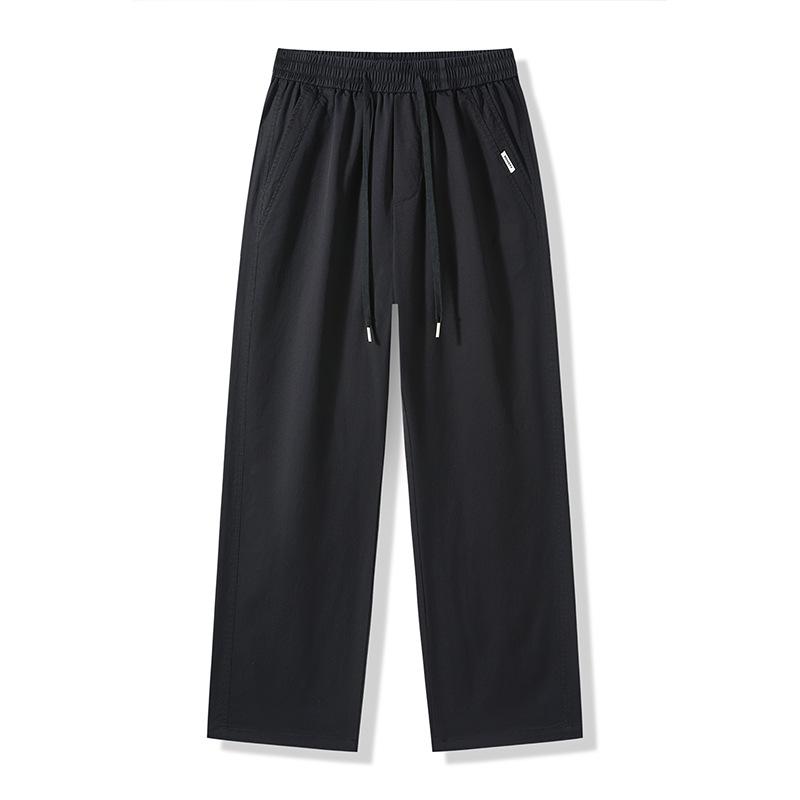 American Simple Trendy Brand Loose Straight Long Pants Men's Solid Color Versatile Commuting Comfortable Elastic Waist Casual Pants Men