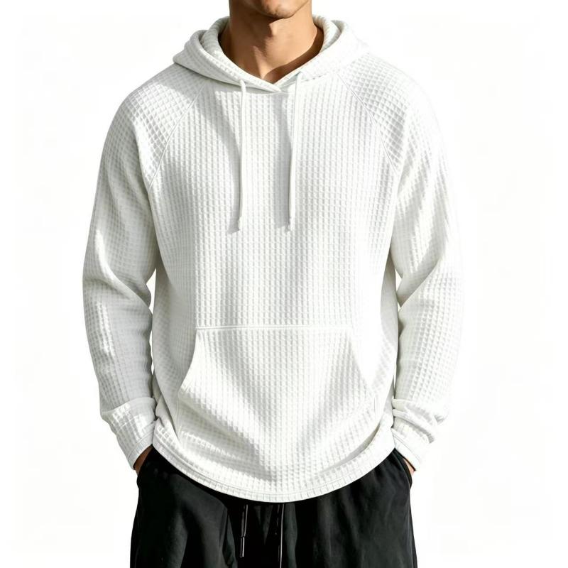Men's Hooded Pullover Sweatshirt Solid Loose Casual Long Sleeve.