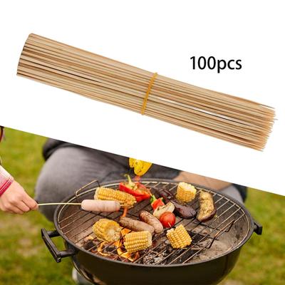 100 Pieces Bamboo Skewers Sticks Barbecue Easy To Use BBQ Portable Supplies Durable Wood