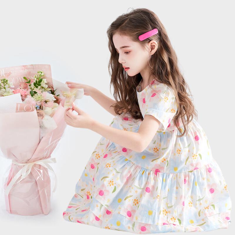 TuTu Little Elephant Girls' 100% Cotton Floral Princess Dress