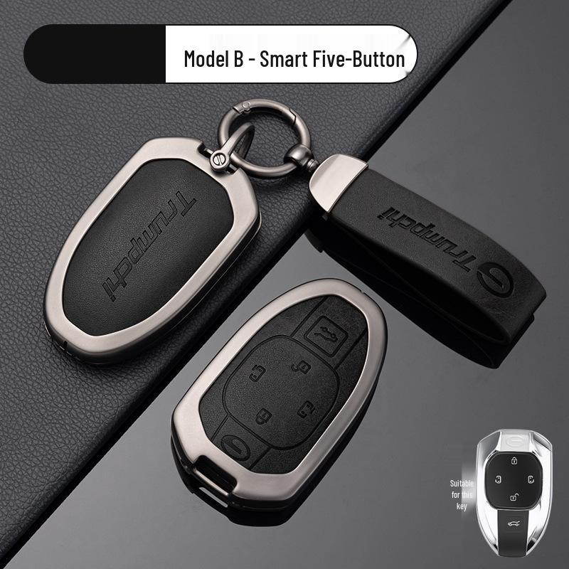 Compatible Key Case for Trumpchi GS4, GS3, GS5, GA6, GA3, GA4 - Metal Leather Car Accessories