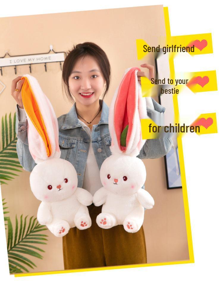 Strawberry Rabbit Plush Toy - Carrot Rabbit Cushion Doll, Perfect Children's Day Gift for Girlfriend