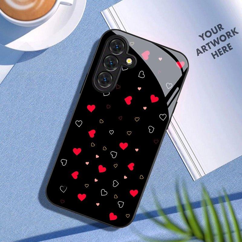 

Heart-shaped printed pattern glass phone case for Samsung galaxy S26 S25 S24 S23 S22 S21 S20 FE Ultra Plus5Ganti-fall back cover Galaxy S23 FE