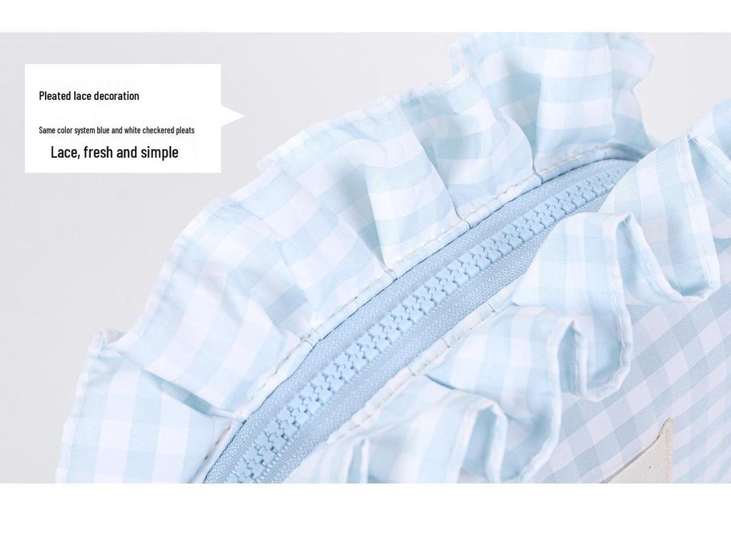 Original Large-Capacity Women's Plaid Pleated Handbag & Makeup Bag