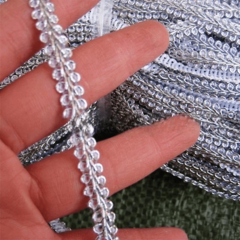 Gold Silver Tone Flat Weave Ribbon 42M Length 8mm Width Garment Accessory Lace Dance Dress Trim