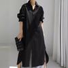 Spring and Summer Cotton and Linen Shirt Skirt Loose Irregular Shirt Cardigan Long Dress
