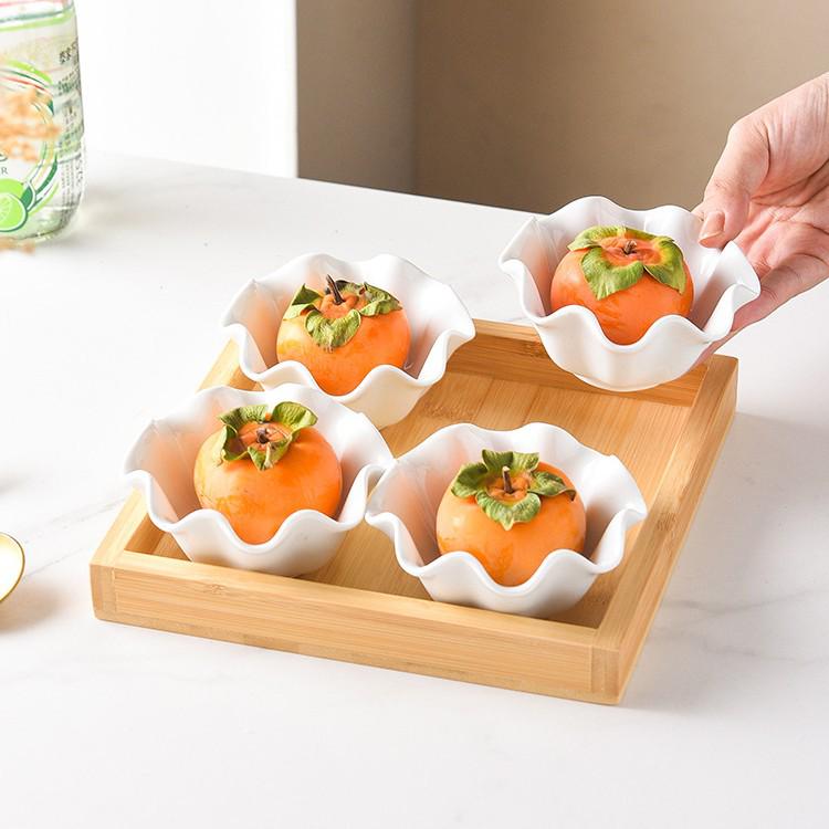 Flower-Shaped Ceramic Snack & Dessert Plate with Compartments for Fruit and Afternoon Tea