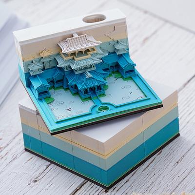 3D Papierschnitzerei Himmlischer Palast Dreidimensionales Notizbuch Kunst Schreibtischkalender Handgerissen Hochwertig Niedliche Haftnotizen
