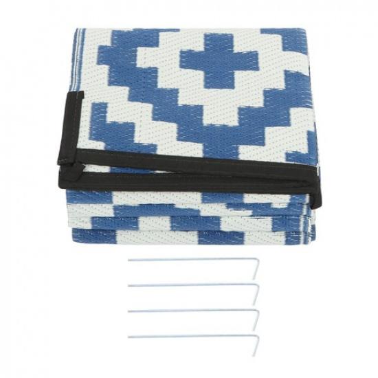 6x9 ft Outdoor Plastic Straw Rug For Camping Outdoor Carpet RV Mat Blue & White