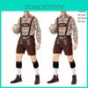 Stilvolle deutsche Oktoberfest-Kleidung Herren Fawn-Print Khaki Kariertes Kostümset
