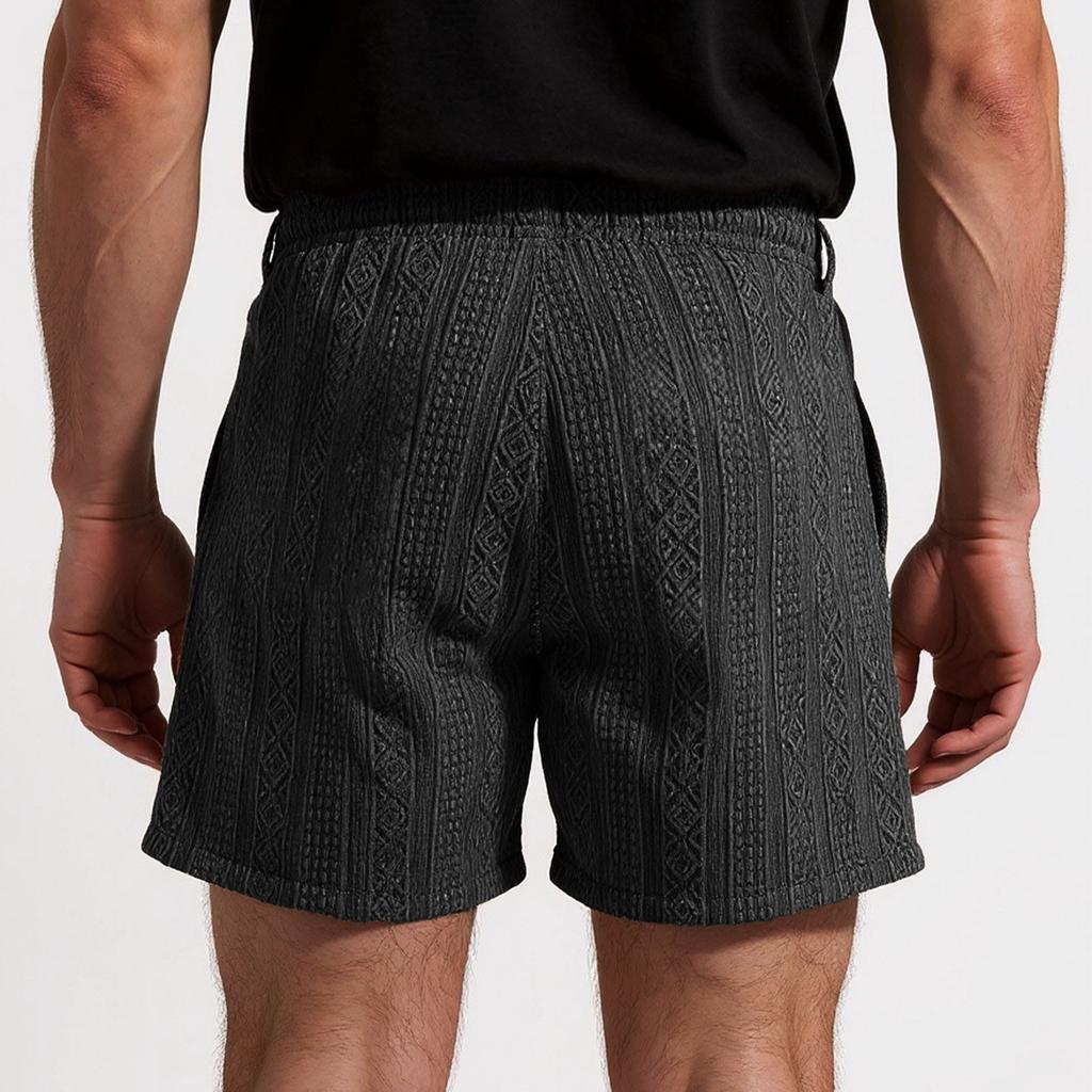 Men's Elastic Waist Tie Solid Color Casual Sports Shorts