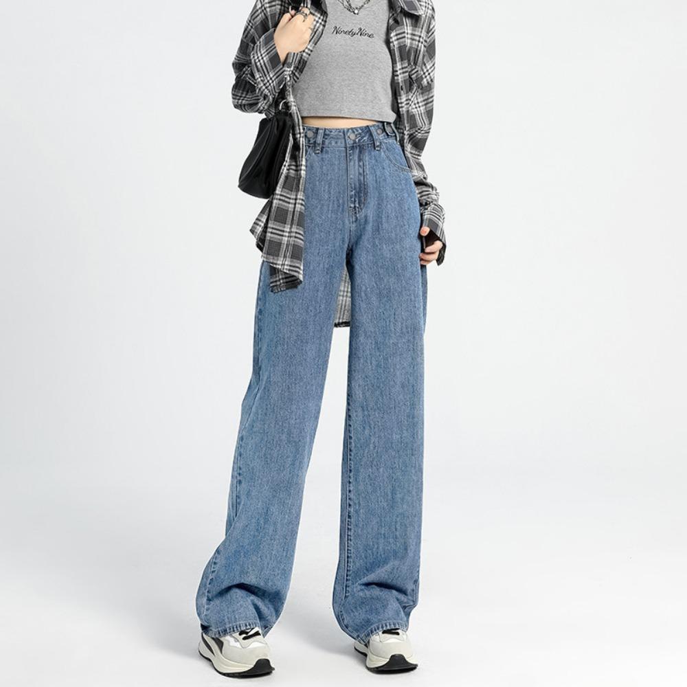 Design wide-leg jeans women's 2025 autumn and winter new high-waisted loose straight drape pants