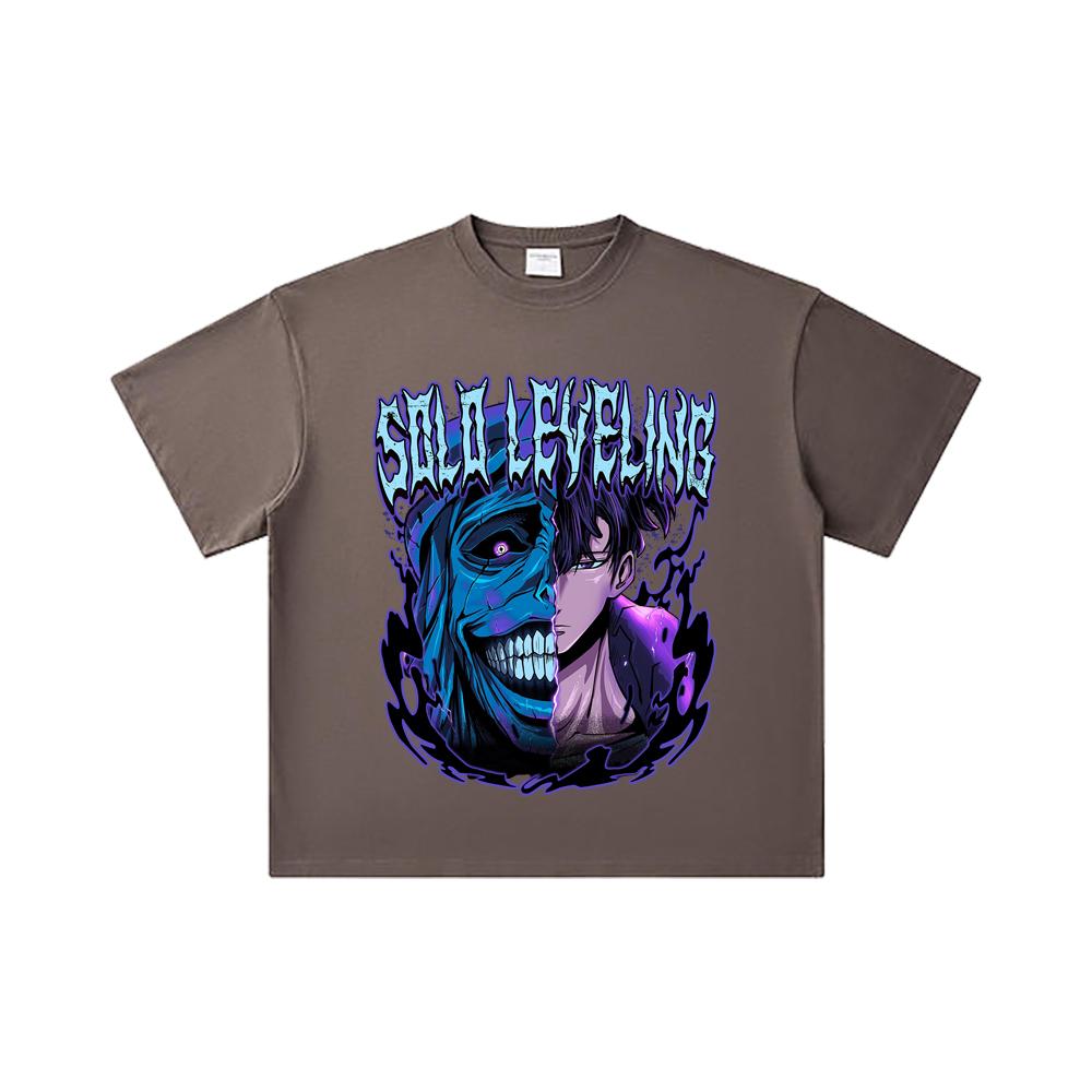 260 GSM Double Yarn 32 Count 100% Cotton Solo Leveling V20 Print Unisex Heavy Cotton T Shirt… More