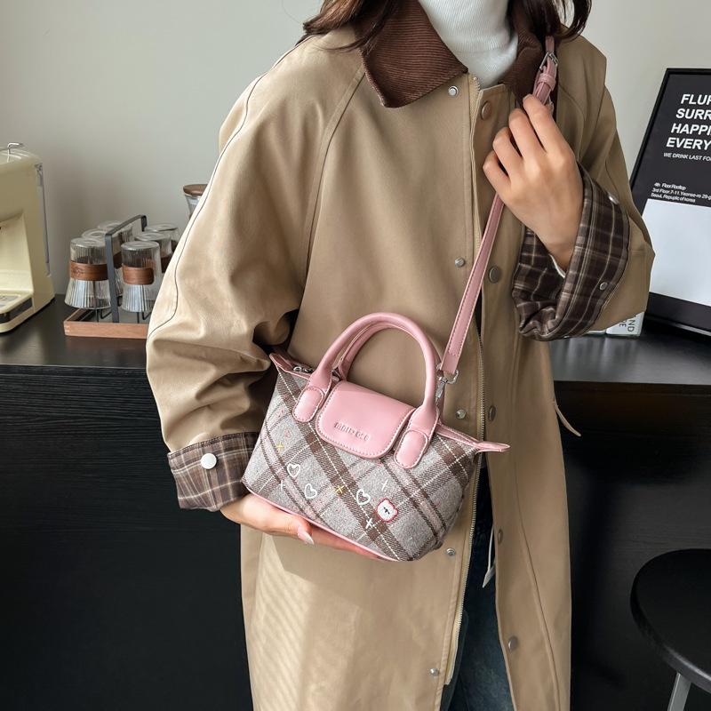 Red plaid New Year's bag women's 2025 new fashion portable messenger bag versatile casual small bag