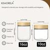 KEMORELA 2/4PCS Glass Jars 290/470ML with Airtight Lids Overnight Oats Containers with Bamboo Lids Wide Mouth Mason Salad Jar