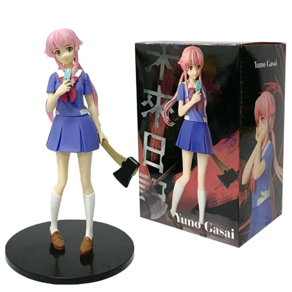 In stock 17cm Future Diary Mirai Nikki Gasai Yuno Anime Uniform Dress Standing Posture Action Figure Model toys Thanksgiving
