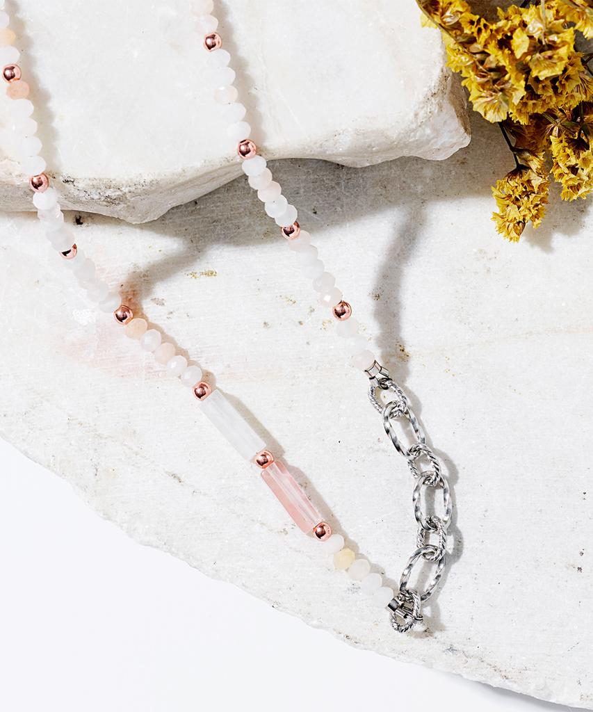 Polalita Rose Pastel Chain Mix Necklace (Plt-Nl-028_Wt)