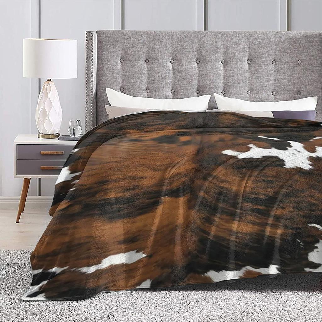 Braune Kuhmuster Flanell Fleece Decke Leicht Super Weich Gemütliche Überwurfdecke für Sofa Bett und Wohnzimmer 50"x40\"