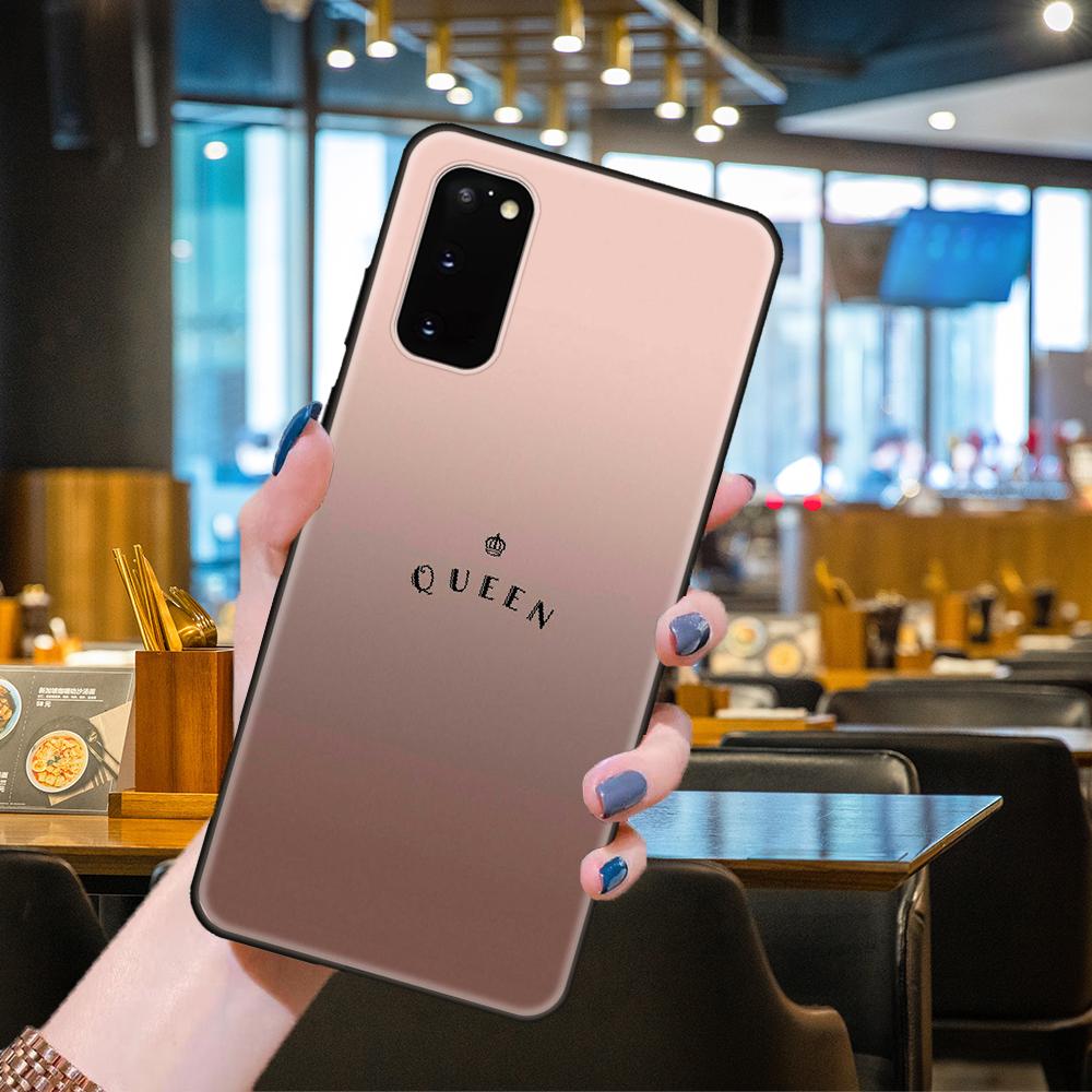 Phone Case For SamSung Galaxy S Note 21 20 10 9 8 7 6  Plus Edge E Lite Ultra Black Cover Back Art Hoesjes Tpu Pink Queen