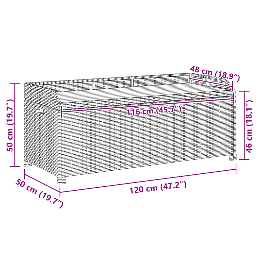 Storage Bench with 120 cm Poly Rattan in Black