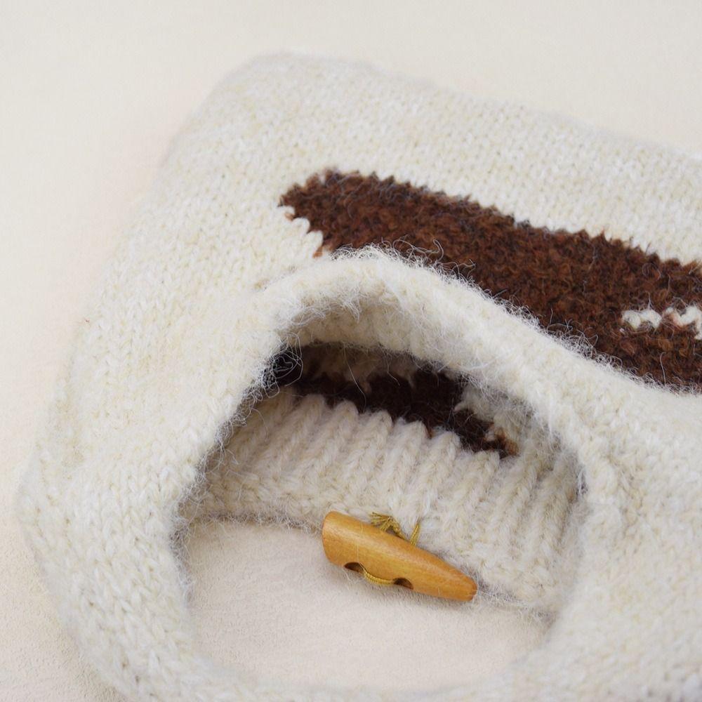 Horn Button Knitted Handbag Flower Phone Bag Casual Knitted Wrist Bag  Travel