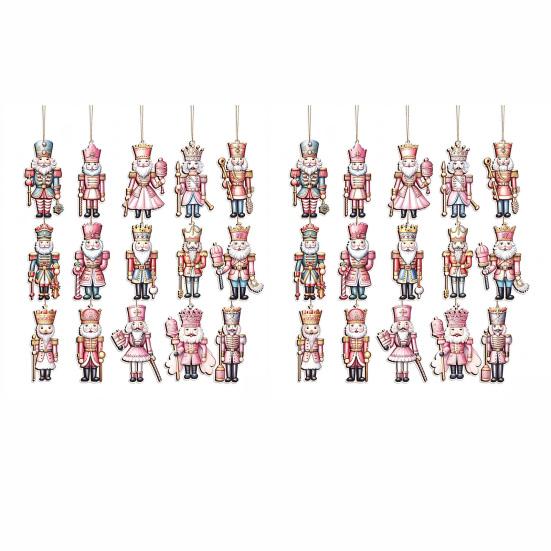 Holiday Atmosphere Decorations for Shop Christmas Nutcracker Ornaments Tree, Wooden Soldier Tree Hanging Lightweight Flat Decoration, 2D Pendants Xmas