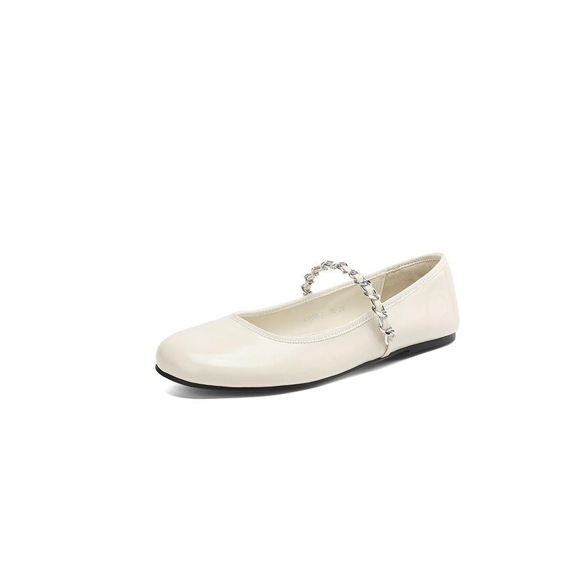 New Four-season Flat-soled Single Shoes Cute Sheepskin Women's Shoes Low Heel Beef Tendon Soft Sole Non-slip Large Size Shoes Low-top Single Shoes Wom