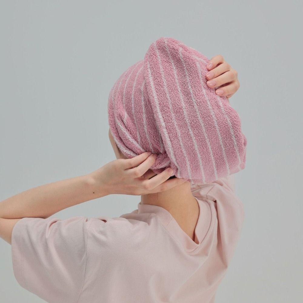 Azure Holiday Striped Hair Towel Combed Cotton Luxury Hair Dry Towels Hot Hair Wrap Drying Tool