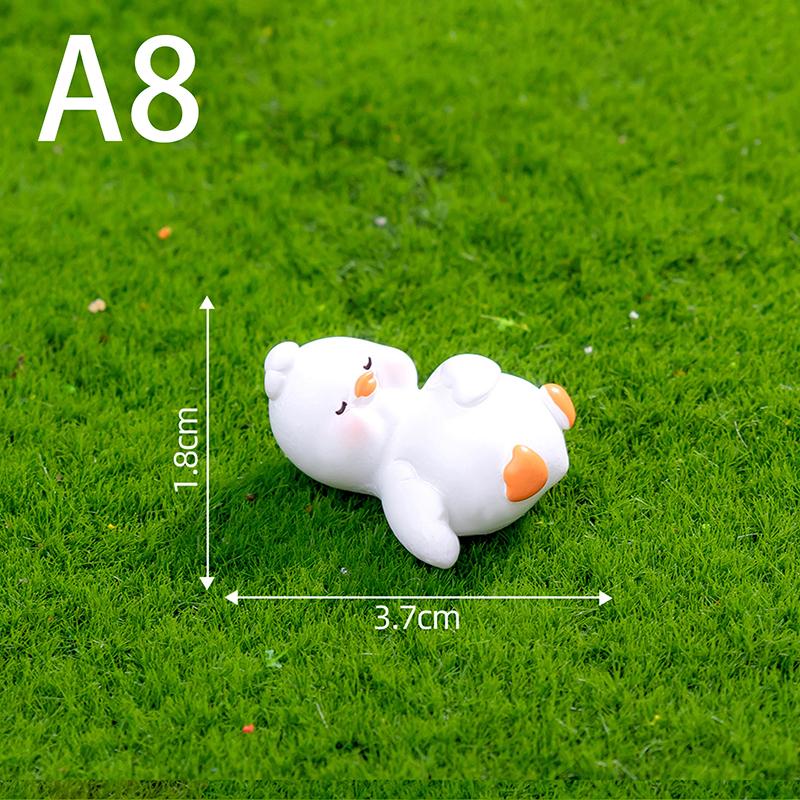 Figurines Miniatures Cute White Yellow Duck Animal Micro Landscape Ornaments For Home Decorations Room Decor Accessories