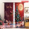 2pcs 2D Flat Printing Christmas Party Curtain Christmas Tree Santa Moon 100% Polyester Without Electricity Party Decorations for