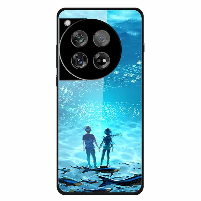For Oneplus 12 12R Case Tempered Glass Luxury Hard Back Cover for Oneplus 12 12RCases Space Soft Bumpers for One Plus 12 5G Wolf