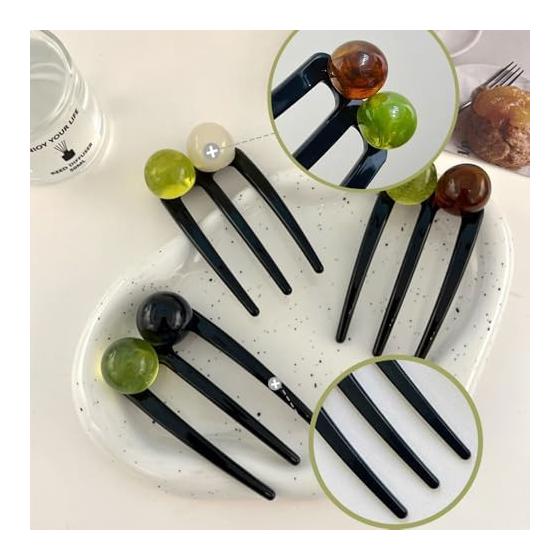 U-Shaped Hair Pins, 6-Piece Set, Stylish Hair Accessories, Half-Moon Lightweight for Long Wear, Elegant, Convenient Acrylic Material, Popular Gift