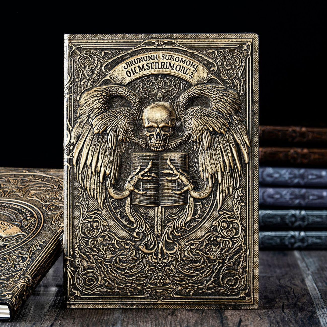 

Магічна Книга Ніщоти з Черепом та Смертю з Косою 3D Тиснена Шкіра Антична Штучна Шкіра Вінтаж Кінця [Sedona Magic] Блокнот, (Бронзовий) бронзовий