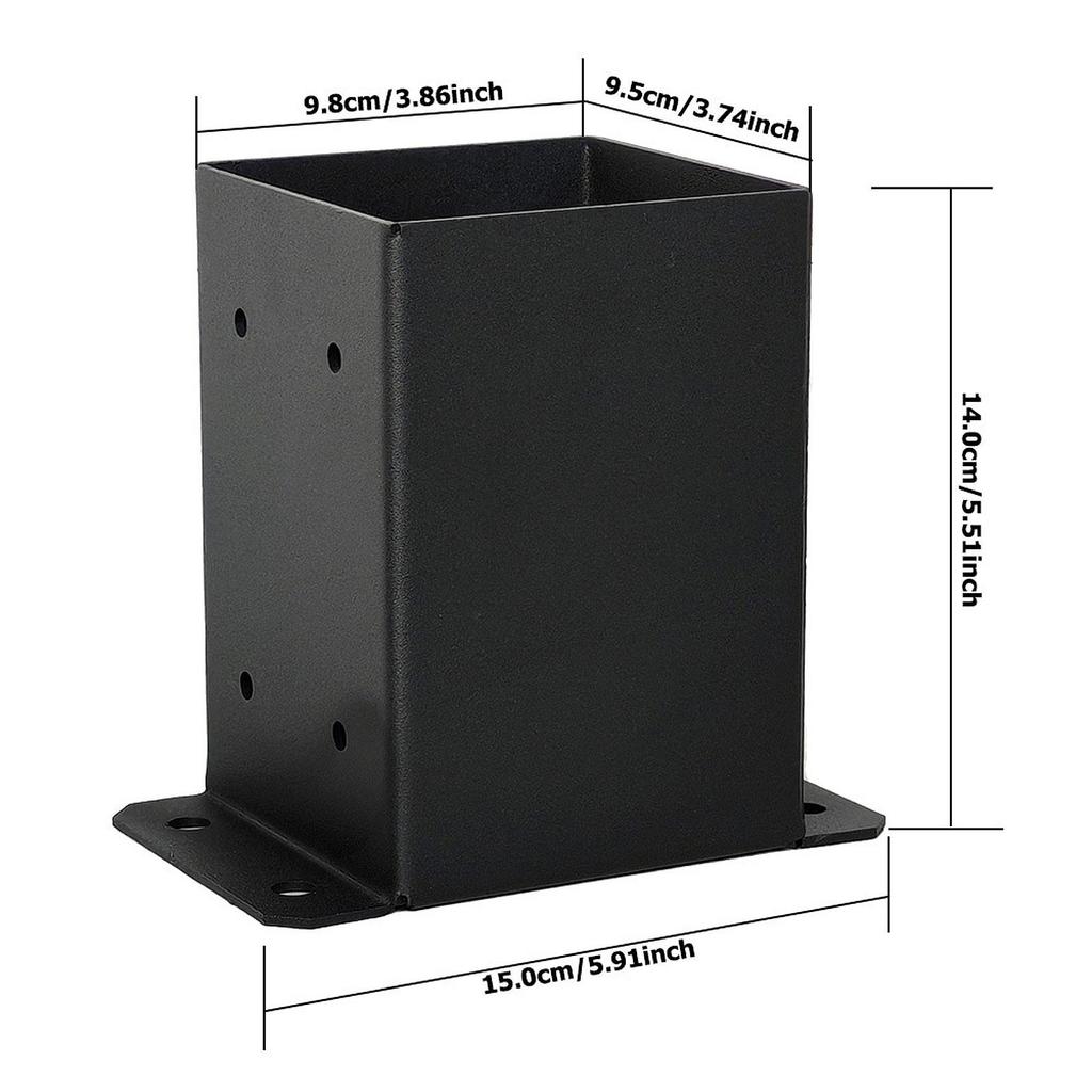 Post Base Bracket Kit Solid Steel for Wood or Concrete Floors Versatile 2Pcs
