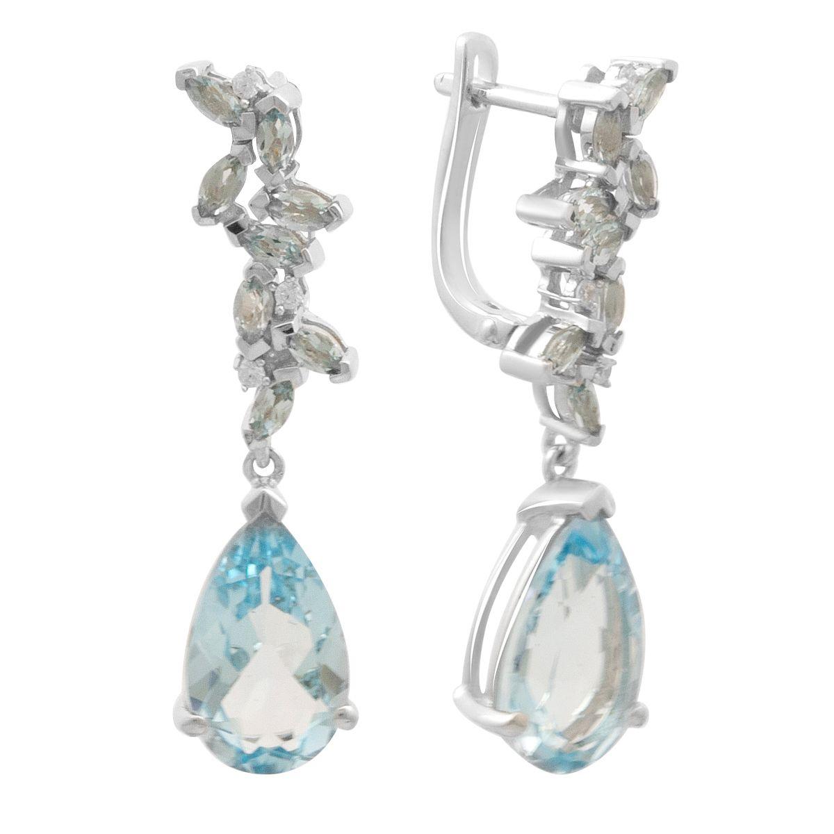 

Silver earrings with natural topaz 12.405ct (2179788) небо синє світло кольору