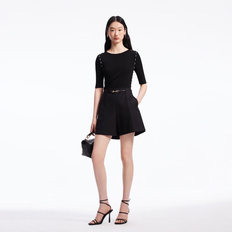 VEROMODA Slim-Fit Contrast Trim Half-Sleeve Knit Top