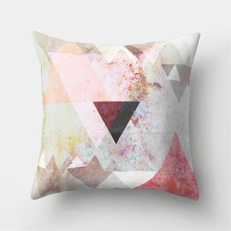 45x45cm Rainbow Geometric Sunset Pillow Cover Abstract Patchwork Stripe Cushion  Sofa Office   Home Decor