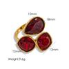 CARLIDANA Fashion Jewelry Open Rings 18K Gold Plated Stainless Steel Simple Multi-Color Crystal Ring For Women Jewelry