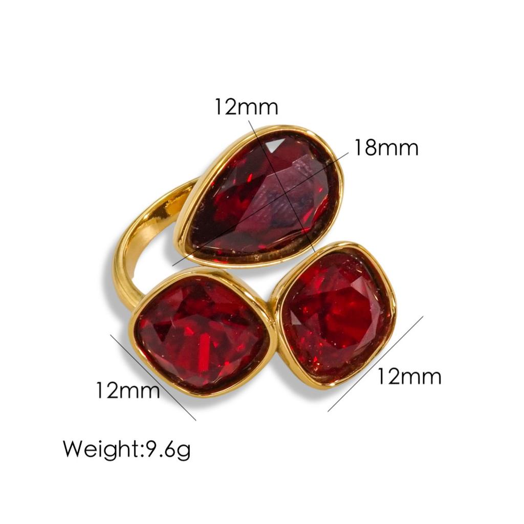 CARLIDANA Fashion Jewelry Open Rings 18K Gold Plated Stainless Steel Simple Multi-Color Crystal Ring For Women Jewelry